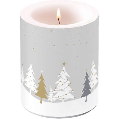Ambiente stompkaars midnight trees 10x12 cm grijs Ambiente stompkaars midnight trees 10x12 cm grijs