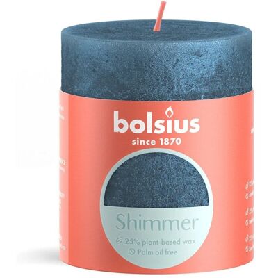 Bolsius shimmer stompkaars 8x6.8 cm blauw Bolsius shimmer stompkaars 8x6.8 cm blauw