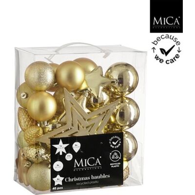 Mica Decorations kerstboom decoratie onbreekbaar 40 stuks goud Mica Decorations kerstboom decoratie onbreekbaar 40 stuks goud