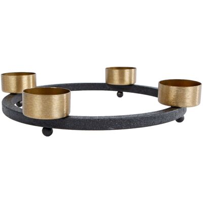 Overige Merken Theelichthouder yono 23x23x5 cm zwart/goud/metaal Overige Merken Theelichthouder yono 23x23x5 cm zwart/goud/metaal