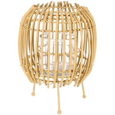 Overige Merken Lantaarn rattan 20 cm beige/zwart assorti Overige Merken Lantaarn rattan 20 cm beige/zwart assorti