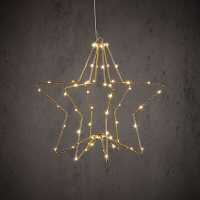 Overige Merken Ster hangend 60 leds warm wit 32x30 cm goud Overige Merken Ster hangend 60 leds warm wit 32x30 cm goud