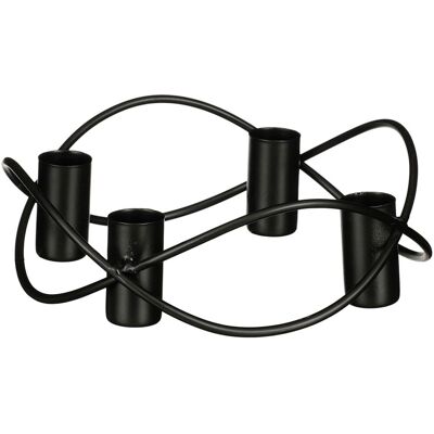 Overige Merken Metalen kandelaar voor 4 kaarsen 5.5x17 cm zwart Overige Merken Metalen kandelaar voor 4 kaarsen 5.5x17 cm zwart