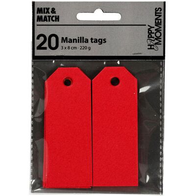 Creativ Company Manilla labels rood, 20st. Multi kleuren Creativ Company Manilla labels rood, 20st. Multi kleuren