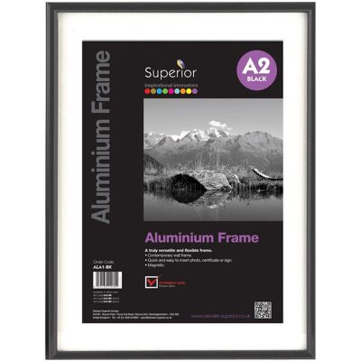 Seco fotolijst - a2 - 42 x 59.4cm - zwart geborsteld aluminium - 11mm frame - se-ala2-bk Seco fotolijst - a2 - 42 x 59.4cm - zwart geborsteld aluminium - 11mm frame - se-ala2-bk