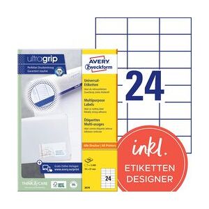 Etiketten Avery Zweckform 3474 universeel 70x37mm Etiketten Avery Zweckform 3474 universeel 70x37mm