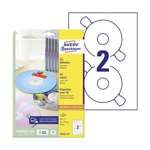 CD etiketten Avery L6043-25 117mm wit CD etiketten Avery L6043-25 117mm wit