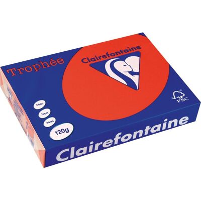 Clairefontaine trophée intens, gekleurd papier, a4, 120 g, 250 vel, koraalrood Clairefontaine trophée intens, gekleurd papier, a4, 120 g, 250 vel, koraalrood