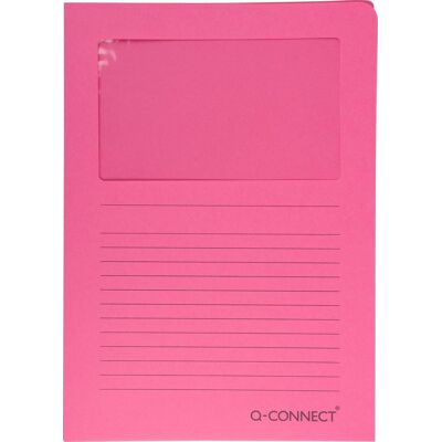 Q-CONNECT l-map met venster 120 g/mã‚â² a4 pak van 100 stuks roze Q-CONNECT l-map met venster 120 g/mã‚â² a4 pak van 100 stuks roze
