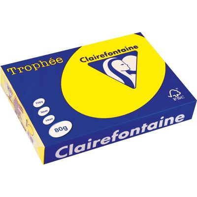 Clairefontaine trophée intens, gekleurd papier, a4, 80 g, 500 vel, fluogeel Clairefontaine trophée intens, gekleurd papier, a4, 80 g, 500 vel, fluogeel