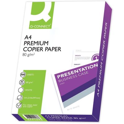 Q-CONNECT premium kopieerpapier, a4, 80 grams, doos met 5 pakken van 500 vel, wit Q-CONNECT premium kopieerpapier, a4, 80 grams, doos met 5 pakken van 500 vel, wit