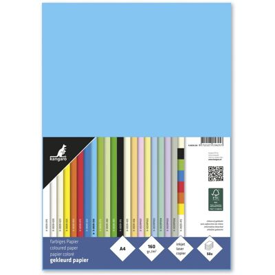 Kangaro papier - a4 - 160 gram fsc - pak 50 vel - azuurblauw Kangaro papier - a4 - 160 gram fsc - pak 50 vel - azuurblauw