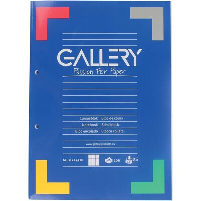 Gallery cursusblok, ft a4, 80 g/m², 2-gaatsperforatie, geruit 5 mm, 100 vel Gallery cursusblok, ft a4, 80 g/m², 2-gaatsperforatie, geruit 5 mm, 100 vel