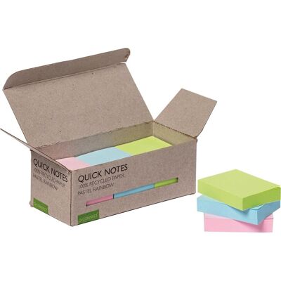 Q-CONNECT quick notes recycled pastel ft 38 x 51 mm 100 vel doos van 12 stuks in geassorteerde kleuren Q-CONNECT quick notes recycled pastel ft 38 x 51 mm 100 vel doos van 12 stuks in geassorteerde kleuren