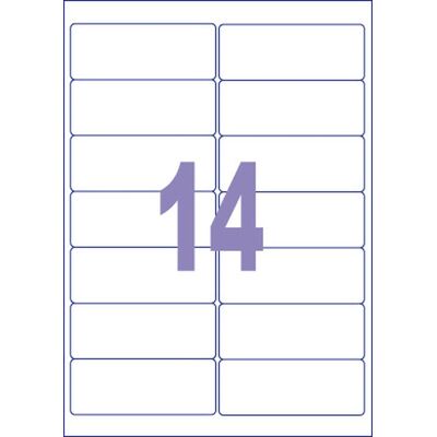 Kangaro etiketten - universeeel - zelfklevend -inkjet/laser/kopieer - 99,1x38,1mm - 100 vel - 14 stickers per vel Kangaro etiketten - universeeel - zelfklevend -inkjet/laser/kopieer - 99,1x38,1mm - 100 vel - 14 stickers per vel