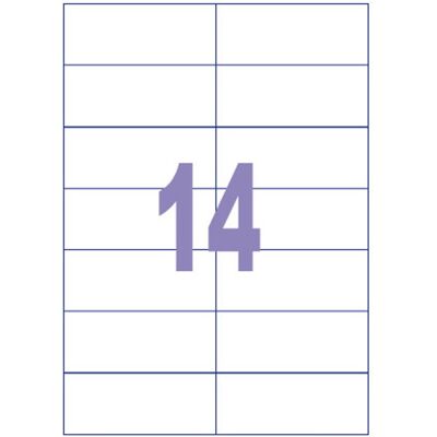 Kangaro etiket - injet/laser/kopieer - 105x42,4mm - 100 vel - 14 stickers per vel Kangaro etiket - injet/laser/kopieer - 105x42,4mm - 100 vel - 14 stickers per vel