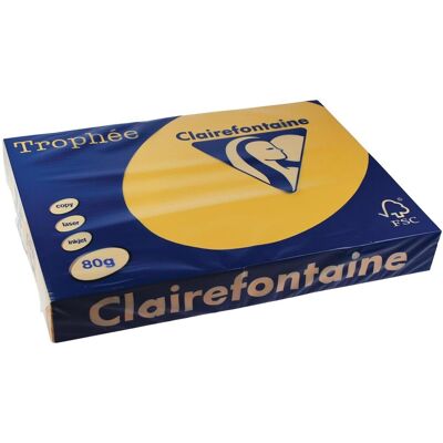 Clairefontaine trophée pastel, gekleurd papier, a3, 80 g, 500 vel, goudgeel 3 stuks Clairefontaine trophée pastel, gekleurd papier, a3, 80 g, 500 vel, goudgeel 3 stuks