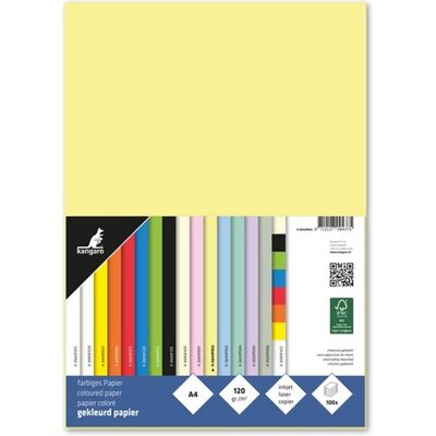 Kangaro papier - a4 - 120 gram fsc - pak 100 vel - pastel geel Kangaro papier - a4 - 120 gram fsc - pak 100 vel - pastel geel