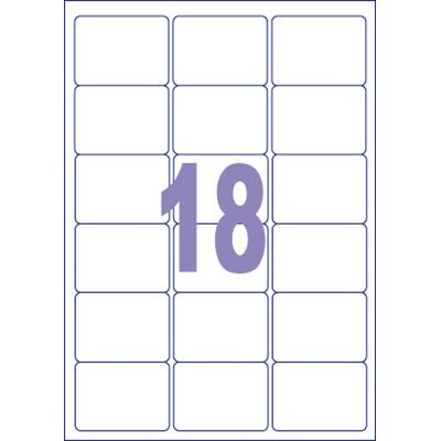 Kangaro etiket - universele etiketten - inkjet/laser/kopieer - 63,5x46,6mm - 100 vel - 18 stickers per vel Kangaro etiket - universele etiketten - inkjet/laser/kopieer - 63,5x46,6mm - 100 vel - 18 stickers per vel