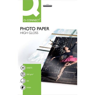 Q-CONNECT fotopapier ft a4 260 g pak van 20 vel Q-CONNECT fotopapier ft a4 260 g pak van 20 vel