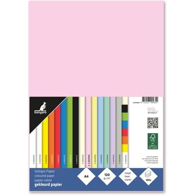 Kangaro papier - a4 - 120 gram fsc - pak 100 vel - pastel roze Kangaro papier - a4 - 120 gram fsc - pak 100 vel - pastel roze