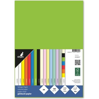 Kangaro papier - a4 - 120 gram fsc - pak 100 vel - groen Kangaro papier - a4 - 120 gram fsc - pak 100 vel - groen