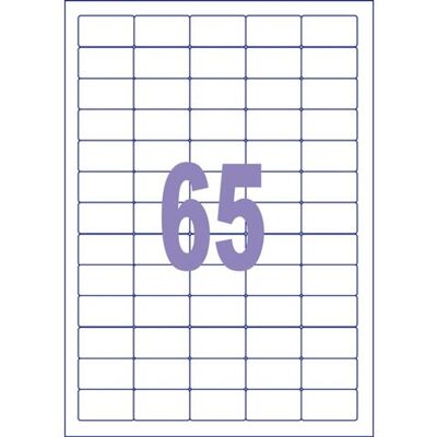 Kangaro etiket - injet/laser/kopieer - 38,1x21,2mm - doos a 25 vel - 65 stickers per vel Kangaro etiket - injet/laser/kopieer - 38,1x21,2mm - doos a 25 vel - 65 stickers per vel
