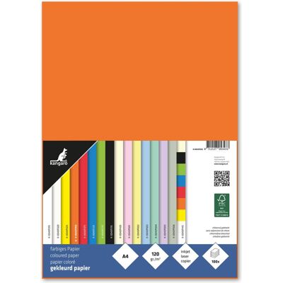 Kangaro papier - a4 - 120 grams fsc - pak 100 vel - oranje Kangaro papier - a4 - 120 grams fsc - pak 100 vel - oranje