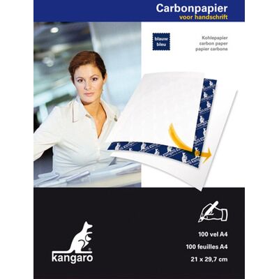 Kangaro carbonpapier - a4 - 100 vel - blauw - handschrift Kangaro carbonpapier - a4 - 100 vel - blauw - handschrift