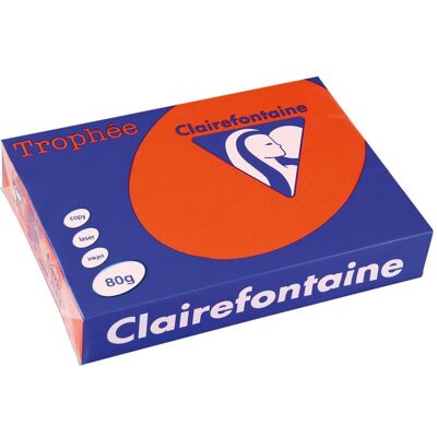 Clairefontaine trophée intens, gekleurd papier, a4, 80 g, 500 vel, kardinaal rood Clairefontaine trophée intens, gekleurd papier, a4, 80 g, 500 vel, kardinaal rood