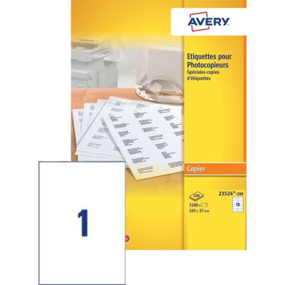 Avery 23521-200 Kopieerlabels - Rechthoekig Wit 70x37mm Avery 23521-200 Kopieerlabels - Rechthoekig Wit 70x37mm