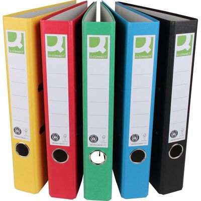 Q-CONNECT ordner, voor ft a4, uit recycolor papier, rug van 5 cm, geassorteerde kleuren Q-CONNECT ordner, voor ft a4, uit recycolor papier, rug van 5 cm, geassorteerde kleuren