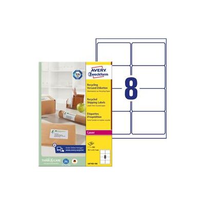 Avery LR7165 Witte Gerecycleerde Adreslabels - 800 vellen Avery LR7165 Witte Gerecycleerde Adreslabels - 800 vellen