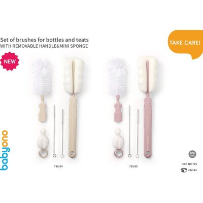 Babyono Baby ono roze fles & speen borstel set Babyono Baby ono roze fles & speen borstel set