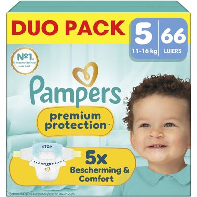 Pampers premium protection maat 5 - 66 luiers - 11kg-16kg Pampers premium protection maat 5 - 66 luiers - 11kg-16kg