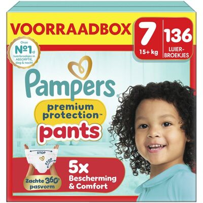 Pampers premium protection pants maat 7 - 136 luierbroekjes - 15kg+ - voorraadbox Pampers premium protection pants maat 7 - 136 luierbroekjes - 15kg+ - voorraadbox