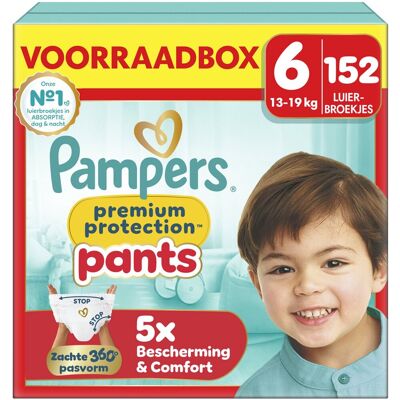 Pampers premium protection pants maat 6 - 152 luierbroekjes - 13kg-19kg - voorraadbox Pampers premium protection pants maat 6 - 152 luierbroekjes - 13kg-19kg - voorraadbox