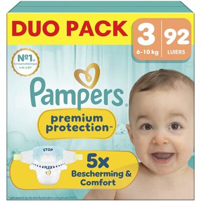 Pampers premium protection maat 3 - 92 luiers - 6kg-10kg Pampers premium protection maat 3 - 92 luiers - 6kg-10kg