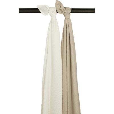 Meyco baby uni swaddle - 2-pack - pre-washed hydrofiel - offwhite/sand - 120x120cm Meyco baby uni swaddle - 2-pack - pre-washed hydrofiel - offwhite/sand - 120x120cm
