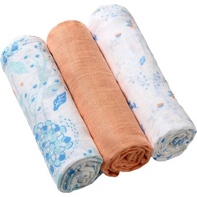Babyono Baby ono 3 stuks zalmroze hydrofiel luiers 348/09 Babyono Baby ono 3 stuks zalmroze hydrofiel luiers 348/09