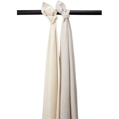 Meyco baby uni swaddle - 2-pack - pre-washed hydrofiel - soft sand/greige - 120x120cm Meyco baby uni swaddle - 2-pack - pre-washed hydrofiel - soft sand/greige - 120x120cm