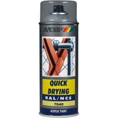 Motip industrial acryllak hoogglans ral 7040 venster grijs - 400 ml. Motip industrial acryllak hoogglans ral 7040 venster grijs - 400 ml.