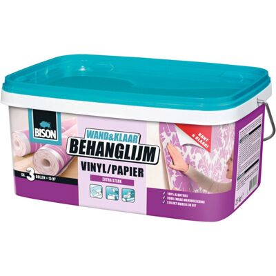 Bison wand&klaar® behanglijm vinyl/papier emmer 2,5 kg, kant en klaar, eenvoudig aanbrengen, corrigeerbaar, goede hechting, voor alle soorten behang met een vliesrug Bison wand&klaar® behanglijm vinyl/papier emmer 2,5 kg, kant en klaar, eenvoudig aanbrengen, corrigeerbaar, goede hechting, voor alle soorten behang met een vliesrug