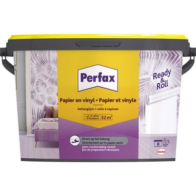 Perfax ready & roll behanglijm papier & vinyl 4.5 kg eenvoudig en snel behangen voor papier en vinyl Perfax ready & roll behanglijm papier & vinyl 4.5 kg eenvoudig en snel behangen voor papier en vinyl