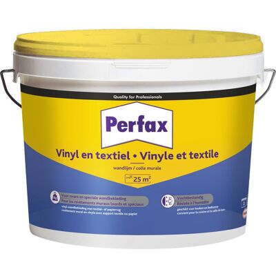Perfax vinyl en textiel wandlijm 5 kg gebruiksklare hoogwaardige lijm voor diverse materialen betrouwbare en veelzijdige toepassing wand bekleding feilloze afwerking Perfax vinyl en textiel wandlijm 5 kg gebruiksklare hoogwaardige lijm voor diverse materialen betrouwbare en veelzijdige toepassing wand bekleding feilloze afwerking