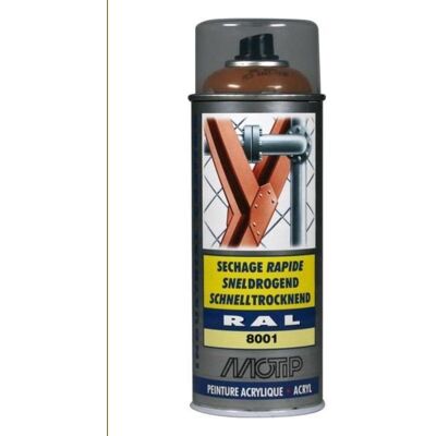 Motip industrial acryllak hoogglans ral 8001 okerbruin - 400 ml. Motip industrial acryllak hoogglans ral 8001 okerbruin - 400 ml.