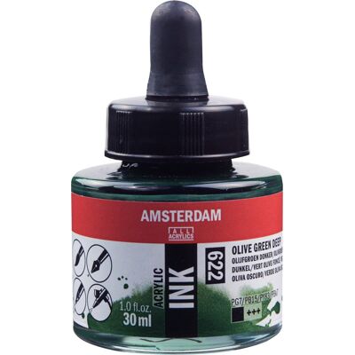 Amsterdam acrylic inkt fles 30 ml olijfgroen donker 622 Amsterdam acrylic inkt fles 30 ml olijfgroen donker 622