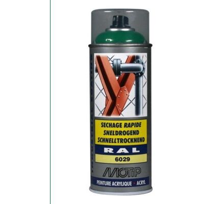 Motip industrial acryllak hoogglans ral 6029 munt groen - 400 ml. Motip industrial acryllak hoogglans ral 6029 munt groen - 400 ml.