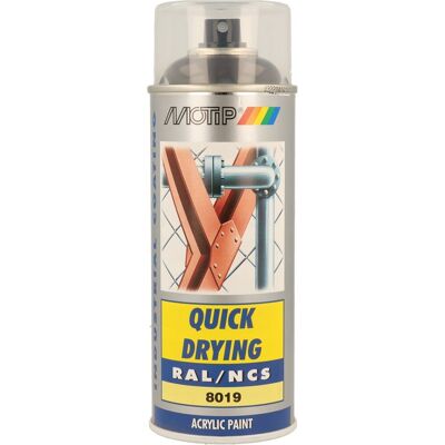 Motip industrial acryllak hoogglans ral 8019 grijsbruin - 400 ml Motip industrial acryllak hoogglans ral 8019 grijsbruin - 400 ml