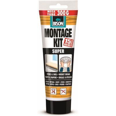 Bison montagekit super tube 300 g, extra sterk, montagelijm, bevestigen, hoge eindsterkte, binnen en buiten, blijvend elastisch, extra sterk, vullend eenvoudig in gebruik Bison montagekit super tube 300 g, extra sterk, montagelijm, bevestigen, hoge eindsterkte, binnen en buiten, blijvend elastisch, extra sterk, vullend eenvoudig in gebruik